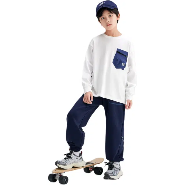 左西运动卫裤 户外轻氧明线撞色反光条设计耐磨束腿校园裤 高保型软支撑 儿童款