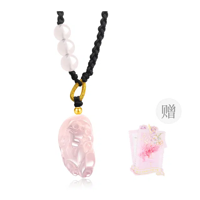 老凤祥 招财貔貅 新中式竖版貔貅 简约百搭显白高级 吉祥如意财源滚滚小众转运珠#好运 黑曜石 玉石项链 男女同款情侣款