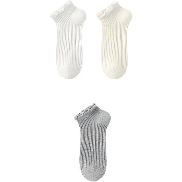 妮轻 花边夏季薄款纯色甜美短袜 女款