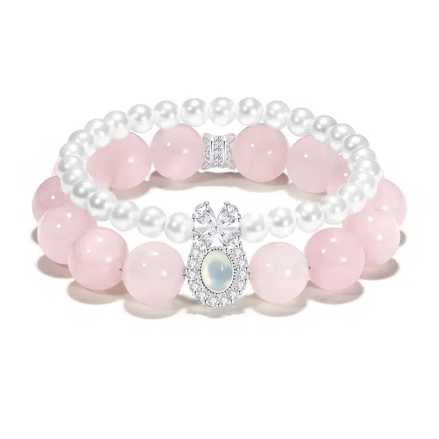 【普陀山官方已过香】 普陀山文创 粉黛佳人梦幻甜蜜在逃公主蝴蝶结手饰显白浪漫正缘桃花佳偶天成高级感串珠潮流百搭#好运 粉水晶 手串 女款