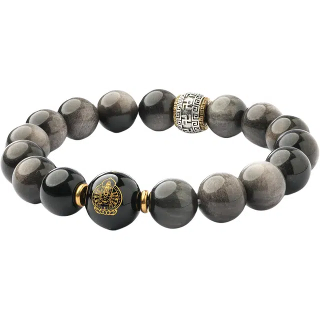 本木 【八大守护】国朝十二生肖守护#好运 招财进宝八方来财新中式百搭轻奢 黑曜石 手串 男女同款情侣款