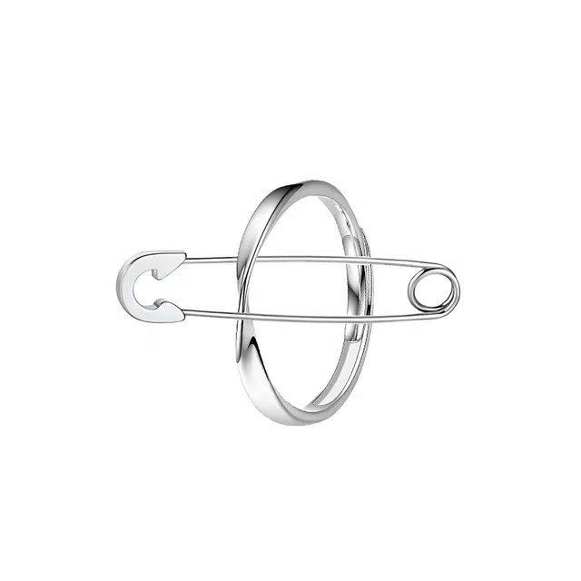 【莫比乌斯环 可拆卸】 琉堇 轻奢简约潮流西装 一物两用精致时尚大方情侣对戒 指间浪漫告白开口可调节戒指 合金 胸针 男女同款情侣款