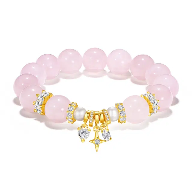 【普陀山官方已过香】 普陀山文创 甜美气质显白可爱荔枝风浪漫转运珠桃花朵朵旺人缘爱情甜蜜串珠#好运 粉水晶 手串 男女同款情侣款