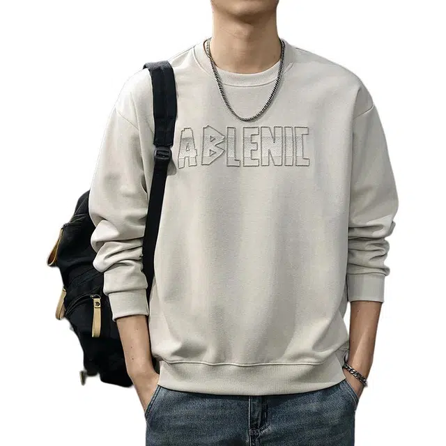 前进牛 美式休闲经典潮牌高街潮流极简风宽松休闲内搭打底衫圆领套头卫衣 男女同款