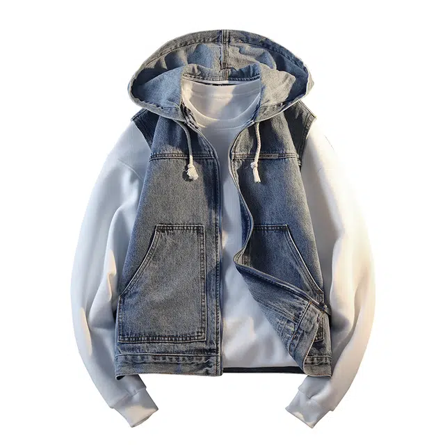 百胜狐 秋季连帽短款拉链修身百搭马甲 男款