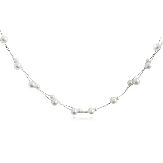 韵系 简约双层缠绕珍珠 铜镀金 项链 女款