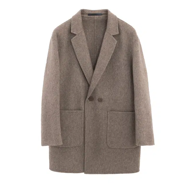 丹宁哲学 高端牦牛绒羊毛纯色西装领大衣 男款