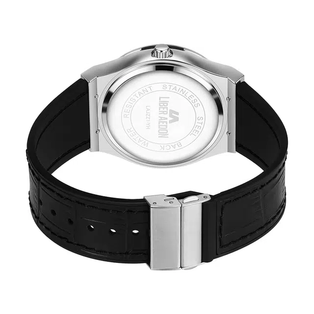 LIBER AEDON Quartz Leather Strap Watch Black Dial