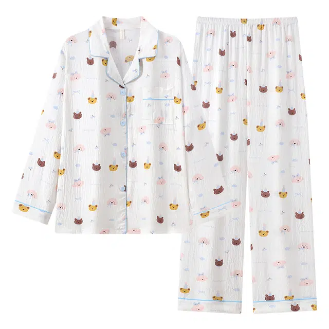 宫蝶 云朵棉卡通长袖家居服宽松甜美风休闲可外穿开衫睡衣套装 女款