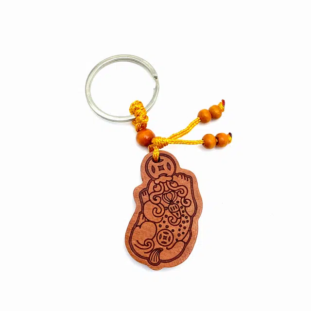 弘浪 新中式雕刻招财进宝木雕随身小配件国潮复古民族风 招财纳福 诸事顺遂 森系百搭小众高级感#好运  桃木 挂件 男女同款情侣款