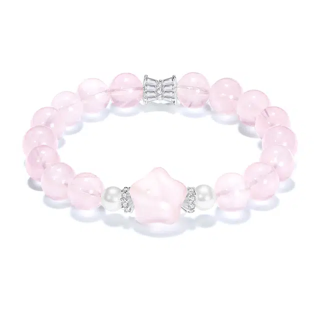 【普陀山官方已过香】 普陀山文创 新中式国潮旺桃花气质高级感桃花朵朵早日脱单浪漫显白转运珠一眼心动时尚百搭#好运 粉水晶 手串 女款