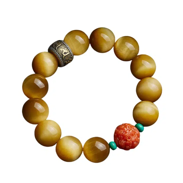 宣华意 【珍藏级】招财貔貅 六字真言 国潮新中式复古高端时尚 盘玩文玩佛珠 财源广进#好运 单圈 虎眼石 手串 男女同款情侣款