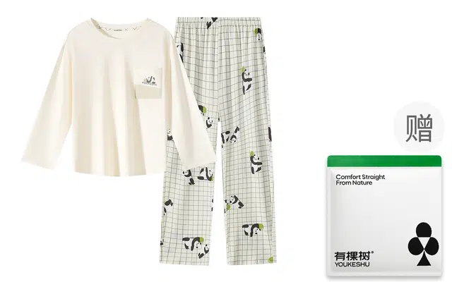 有棵树 纯棉抑菌慵懒熊熊软棉亲肤长袖长裤休闲女士家居服可外穿睡衣套装 女款