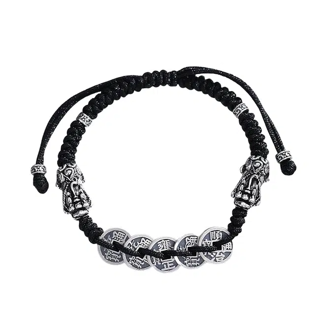 迈奇的礼物 五帝钱招财貔貅 新中式 国潮氛围感 文艺复古小众高级气质优雅百搭高颜值爆款#好运 合金 手链 男女同款情侣款