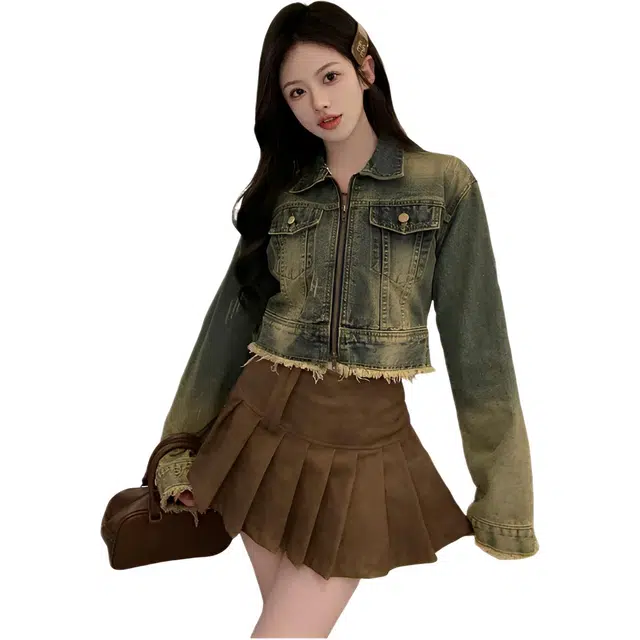 荟萃阁 百搭简约舒适时尚长袖牛仔外套 女款