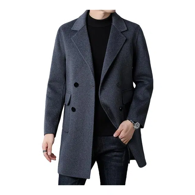 太子龍 爸爸装羊毛双面呢厚中长款保暖大衣 男款
