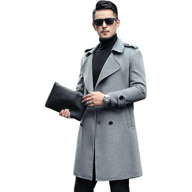 太子龍 高档羊毛呢中长款双面呢秋季外套设计感春秋装大衣 男款