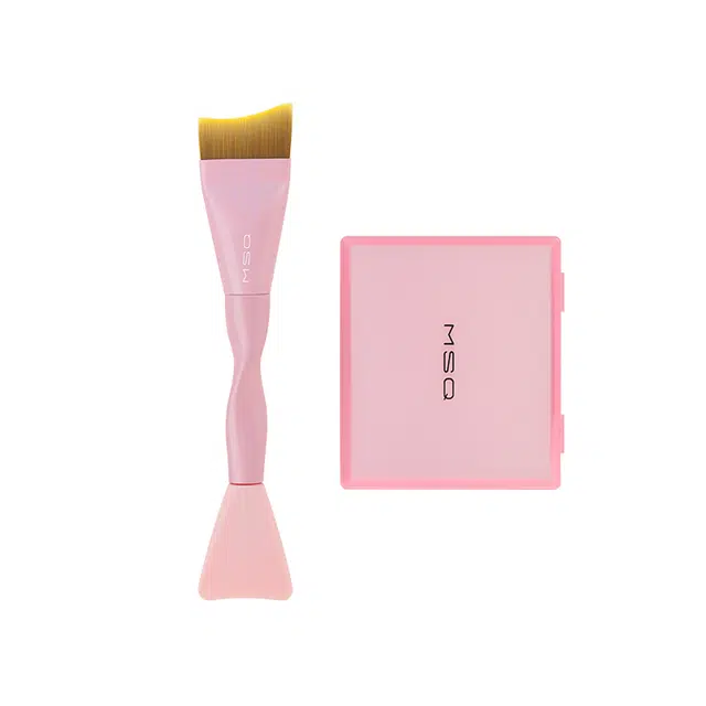 魅丝蔻  双头鱼尾粉底刷面膜刷扁头化妆刷 打底定妆便携柔软亲肤贴合轮廓 面部粉扑式吸油纸套装