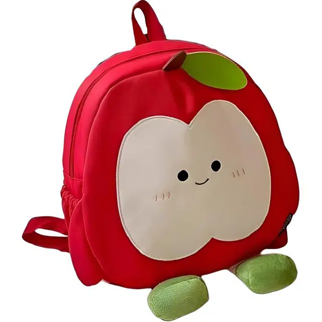 米囹 卡通苹果双肩包 百搭旅游轻便背包 学生通勤研学小书包 小号 无配色