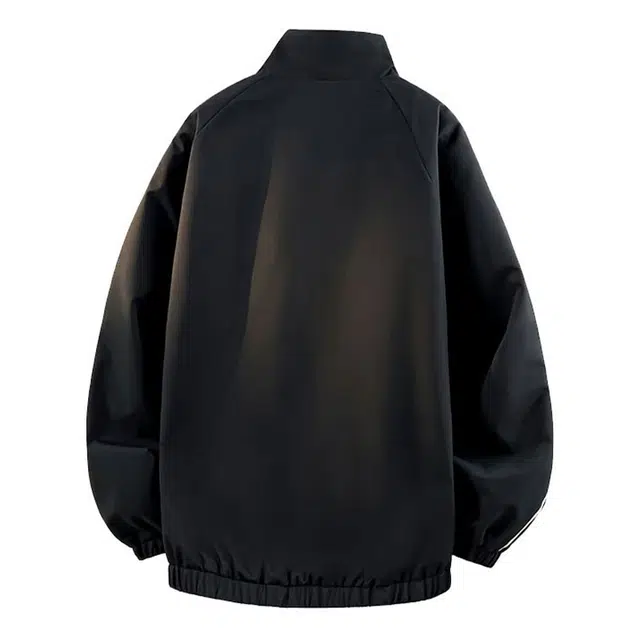 红蜻蜓 美式潮牌设计感纯色侧边条纹三条杠徽章涂鸦数字字母印花宽松百搭舒适防风保暖休闲棒球服外套夹克 男女同款