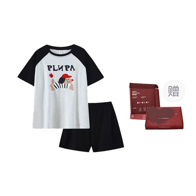 顶瓜瓜 家居女休闲简约舒适清新风格两件套服睡衣礼盒 女款