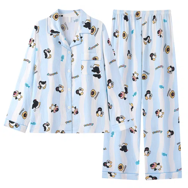 宫蝶 卡通长袖云朵棉家居服宽松休闲可外穿开衫甜美风睡衣套装 女款