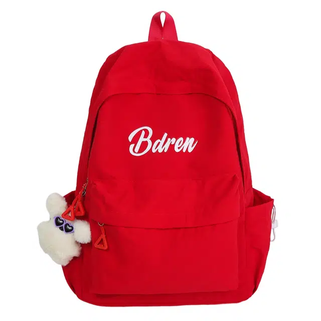 蔻蒂熊 简约字母纯色大容量女可爱时尚百搭休闲 涤纶 双肩包 常规 青少年 白色/黑色/红色/蓝色