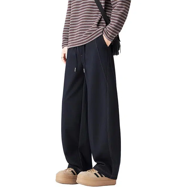 协协乐 大弯刀废土风丹宁原牛春秋季美式复古做旧水洗潮牌宽松阔腿拖地裤青少年百搭休闲长裤牛仔裤 男款