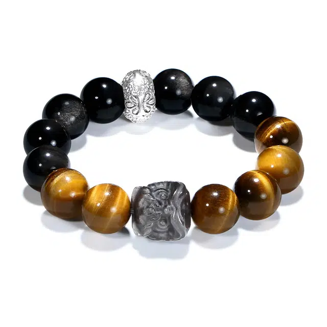 【普陀山官方已过香】 普陀山文创 国潮醒狮 新中式 招财进宝 八方来财  转运纳福 时尚简约百搭 虎眼石 手串 男女同款情侣款