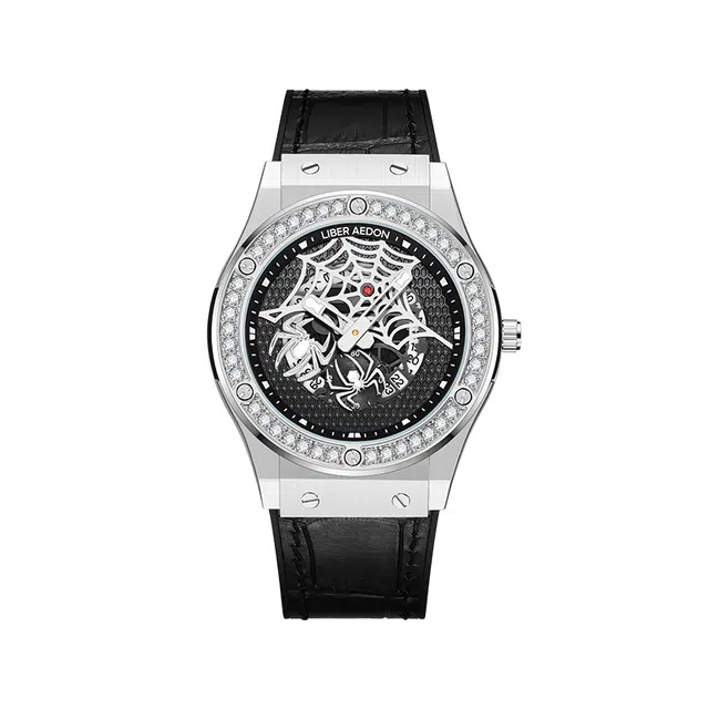 LIBER AEDON Quartz Leather Strap Watch Black Dial