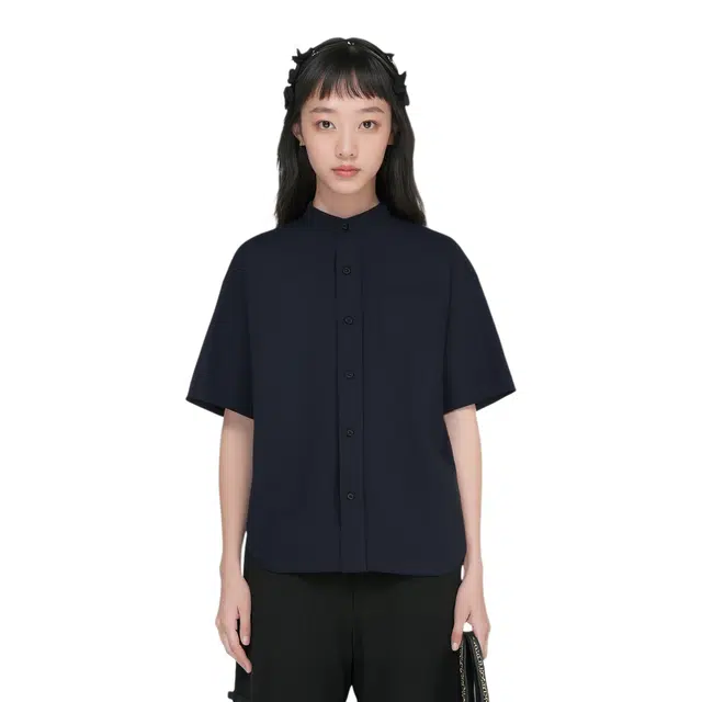 花蔓色 简约时尚百搭宽松短袖衬衫 女款