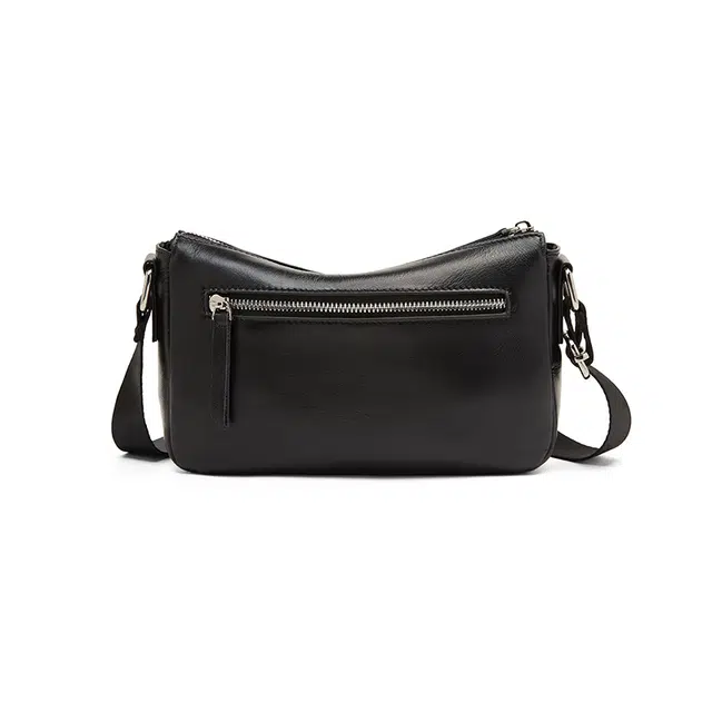 老人头 经典时尚小众设计高颜值简约优雅气质通勤 头层牛皮 单肩斜挎包 女款 黑色