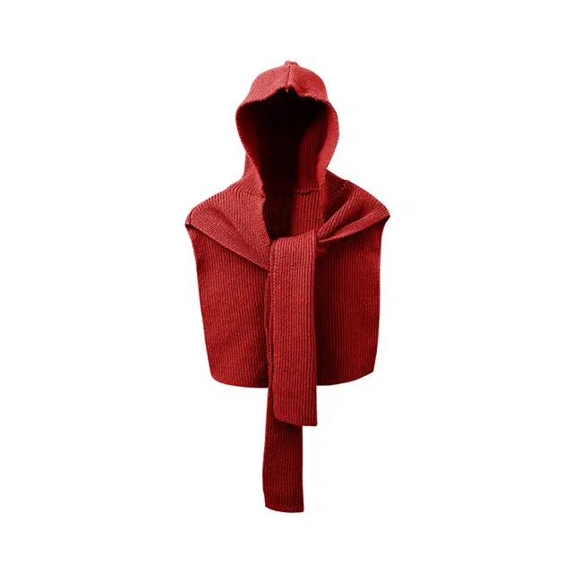 南极人 时髦设计感条纹针织连帽秋冬保暖围巾帽子一体外搭小坎肩叠穿办公室空调房防吹护颈围脖百搭高级氛围感 披肩 男女同款情侣款