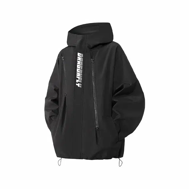 红蜻蜓 美式复古高街数字字母印花宽松百搭舒适防风保暖休闲棒球服连帽夹克外套 男女同款