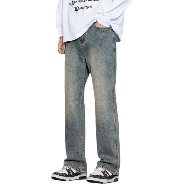 么宁 美式复古潮流宽松直筒裤舒适透气简约百搭耐穿耐磨个性痞帅运动休闲牛仔裤 男女同款