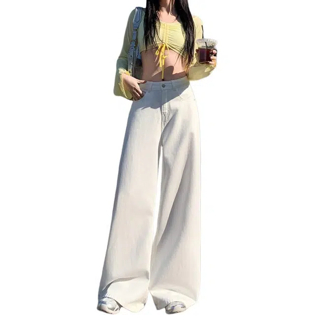 如续 阔腿秋冬季高腰宽松复古慵懒垂感拖地裤莱赛尔牛仔裤 女款