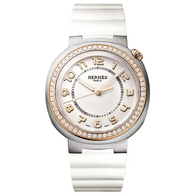 Hermes Watch Automatic 36mm White Dial Rubber Strap