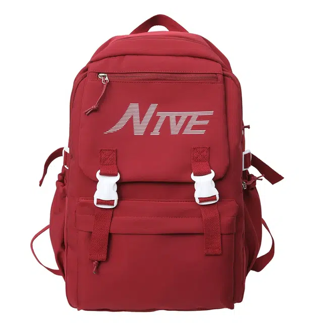 蔻蒂熊 韩版百搭大容量高中背包简约时尚轻便 涤纶 双肩包 常规 青少年 白色/黑色/红色/蓝色