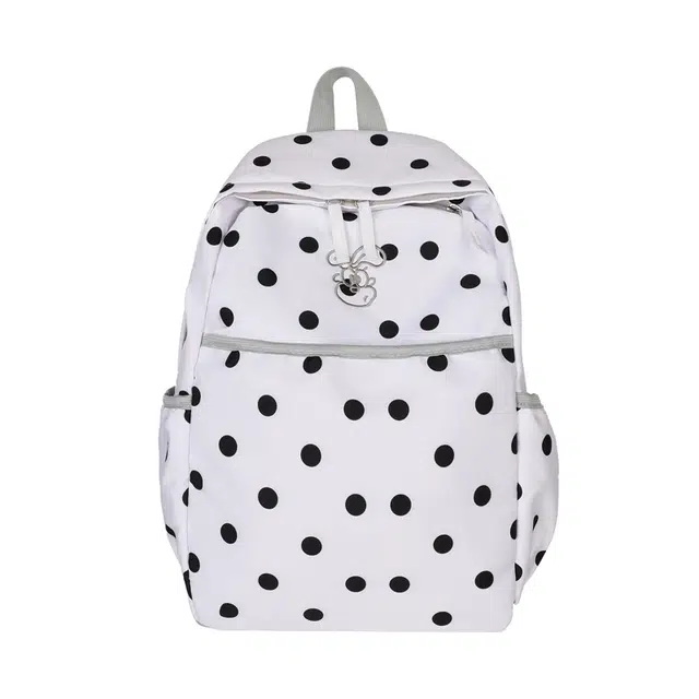 蔻蒂熊 氛围感设计感少女心可爱波点时尚轻便实用简约大方 涤纶 双肩包 常规 青少年 黑色/蓝色