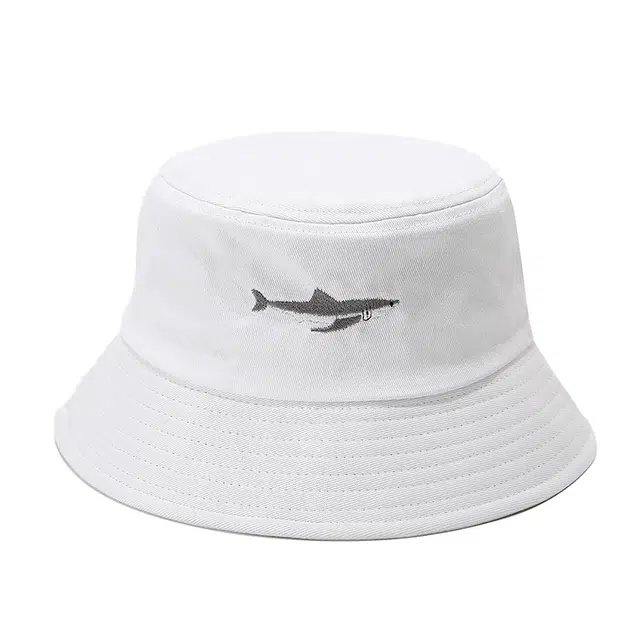 浪莎 英伦风简约轻奢感鲨鱼刺绣防晒遮阳显脸小户外休闲百搭 棉 渔夫帽 男女同款情侣款