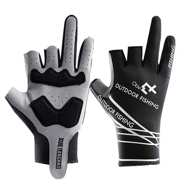 雅鹿优选 露三指可触屏钓鱼路亚防滑防割护掌防晒冰感透气 锦纶 手套 男女同款情侣款