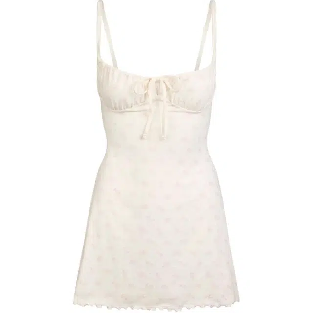 SKIMS LOGO POINTELLE MINI DRESS