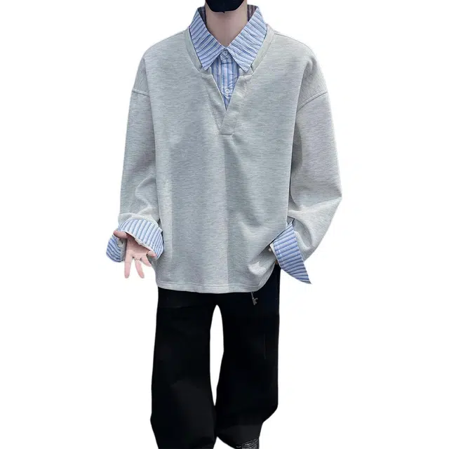 拓菲 美式高级感假两件潮牌长袖衬衫 男女同款