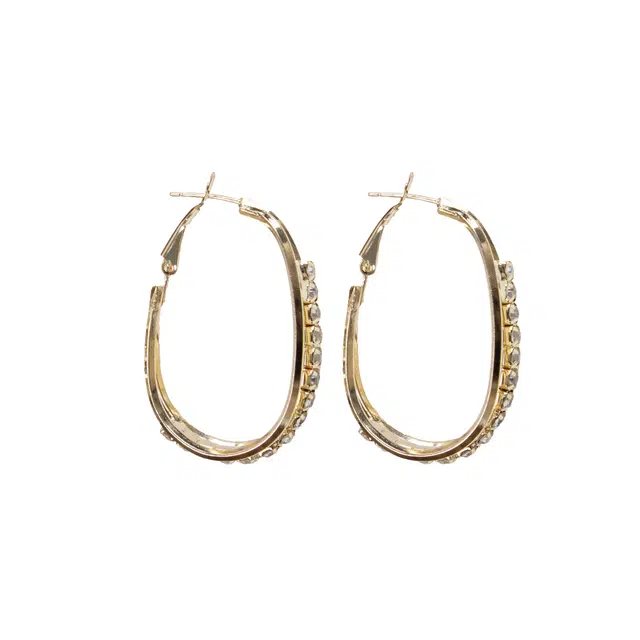 澜耀 金环碎钻叠影耳圈 轻奢高级感圆脸显瘦百搭耳饰 铜合金 耳环 女款