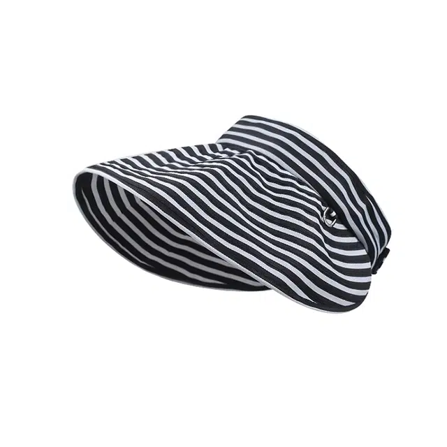 雅鹿优选 夏日户外旅游防紫外线 条纹可折叠 轻薄透气 聚酯纤维 防晒帽 女款