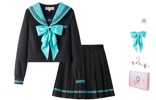 东鲸岁时记 开学季学院风撞色日系少女休闲水手服长袖海军领上衣伯克利百褶裙半身裙毕业季制服 女款