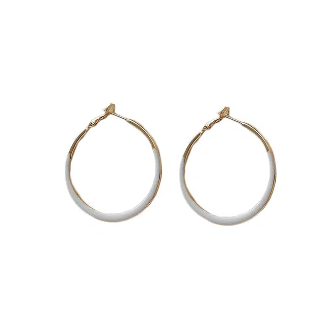 澜耀 白釉鎏金 滴釉大圆环 时尚小众设计感高级 铜合金 耳环 女款