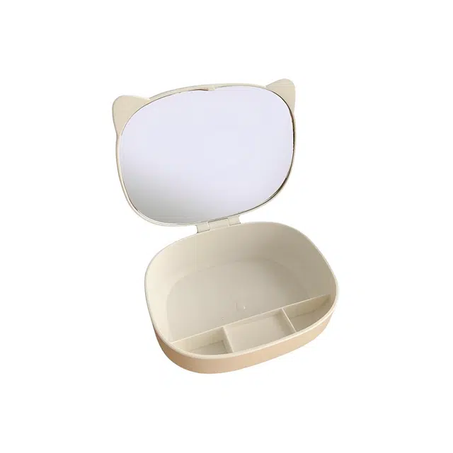格安诺梳妆台镜子折叠化妆镜女带收纳盒学生宿舍台式桌面化妆镜 台式镜折叠镜
