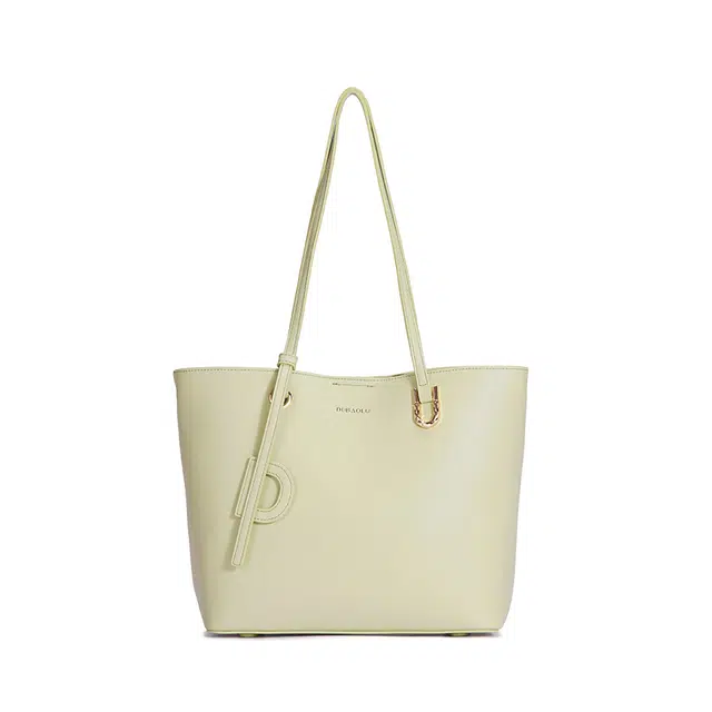 都宝路 时尚百搭气质日常通勤大容量托特包质感轻便简约 聚氨酯合成革 单肩包 常规 女款 黑色/绿色