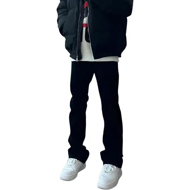 徐百货 美式高街潮牌百搭休闲时尚宽松潮流春秋款纯色简约感微喇弹力牛仔裤 男女同款